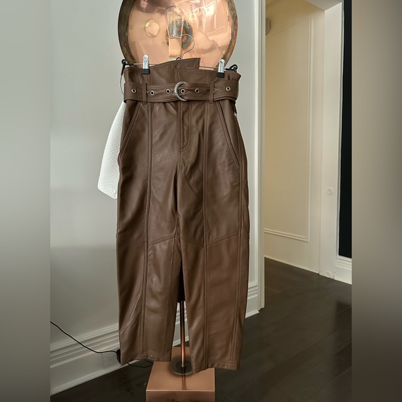 Marissa Webb Anniston cropped leather pant in tan - Picture 5 of 6